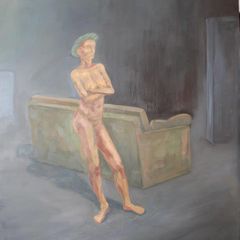 Ved sofen, oljemaleri, oil painting, 89x110 cm, 2014-15